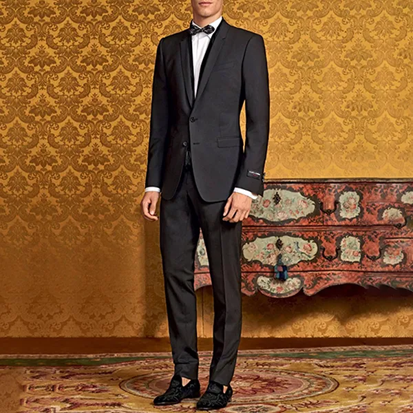 Áo Vest Nam Dolce & Gabbana D&G Black Wool Coat Suit Blazer Tag Logo Màu Đen Size 46