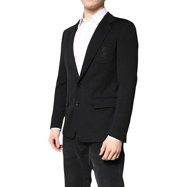 Áo Vest Nam Dolce & Gabbana D&G Black Wool Single Breasted Coat Suit Blazer Màu Đen Size 46