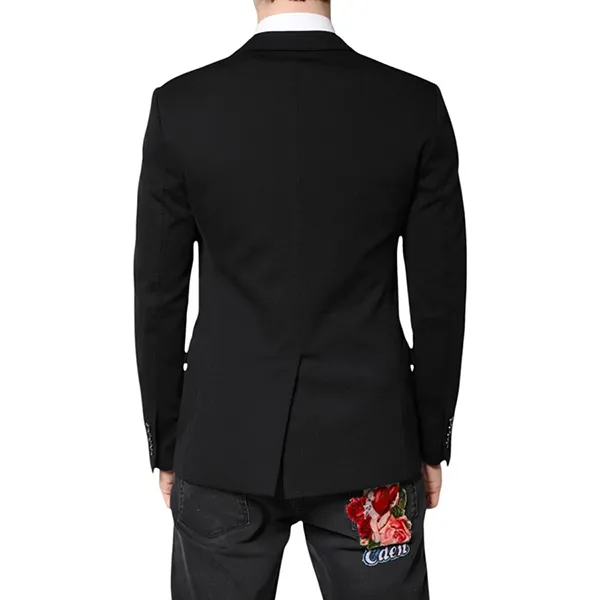 Áo Vest Nam Dolce & Gabbana D&G Black Wool Single Breasted Coat Suit Blazer Màu Đen Size 46