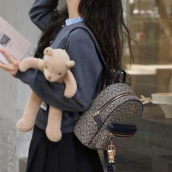 Balo Nữ Guoo Bear GU1276-14430 Viền Xanh Màu Xanh Size M