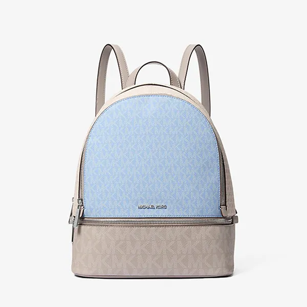 Balo Nữ Michael Kors MK Rhea Medium Color Block Signature Logo Backpack 35S5SRAB6V LT SKY MLT Màu Be Xanh