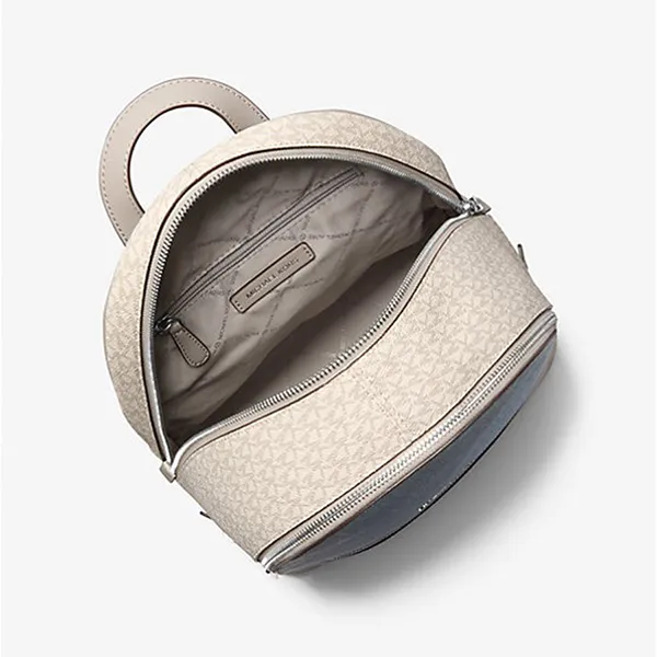 Balo Nữ Michael Kors MK Rhea Medium Color Block Signature Logo Backpack 35S5SRAB6V LT SKY MLT Màu Be Xanh