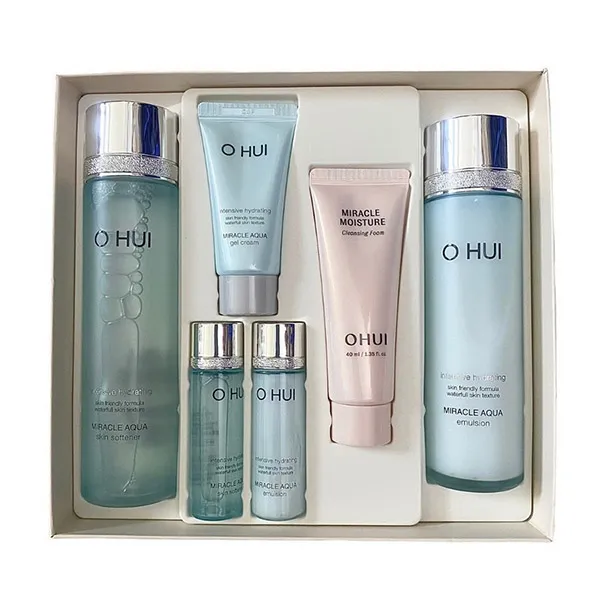 Bộ Dưỡng Da Ohui Xanh Cấp Nước Dành Cho Da Dầu Miracle Aqua Special Set 6 Món