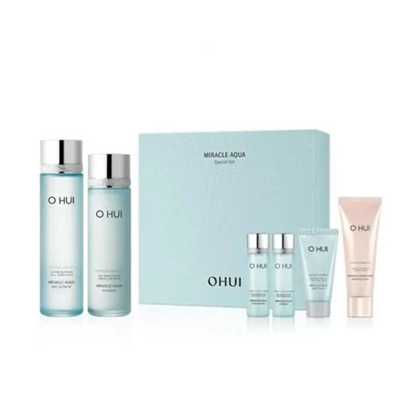 Bộ Dưỡng Da Ohui Xanh Cấp Nước Dành Cho Da Dầu Miracle Aqua Special Set 6 Món