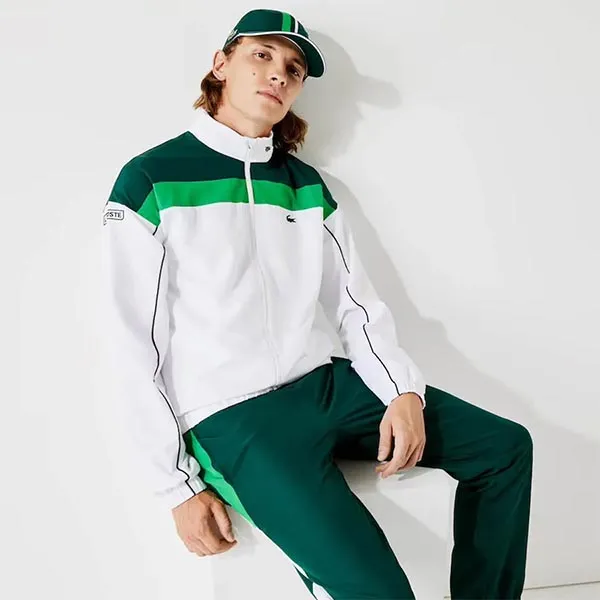 Bộ Quần Áo Gió Lacoste Men's Lacoste Sport Lightweight Tracksuit WH6950-ZUR Màu Xanh Trắng Size 3