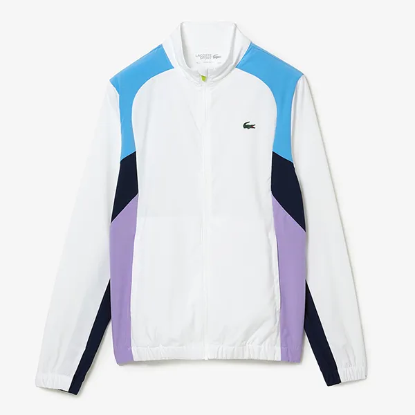 Bộ Quần Áo Gió Nam Lacoste Men's Sport Colour Block Tennis Tracksuit WH9341-Y03 Màu Trắng Xanh Size 3