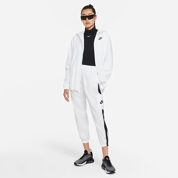 Bộ Quần Áo Gió Nữ Nike Sportswear DM6180-100 / CJ7347-100 Màu Trắng Size L (Form Á)
