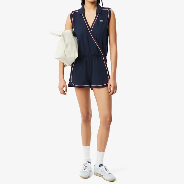 Bộ Quần Áo Liền Thân Nữ Lacoste Sleeveless Polo Romper EF9990-51-GWI Navy Blue Màu Xanh Đậm Size 34