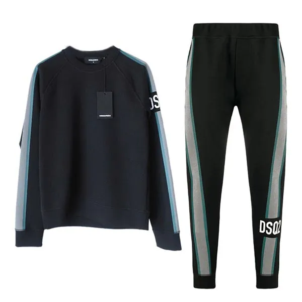 Bộ Quần Áo Nỉ Nam Dsquared2 Contrast Striped Màu Đen Size L