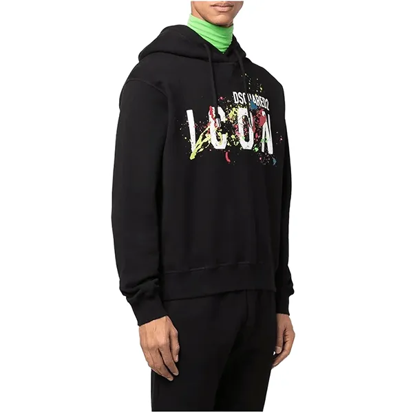 Bộ Quần Áo Nỉ Nam Dsquared2 Icon Splatter Hooded Top Màu Đen Size XS