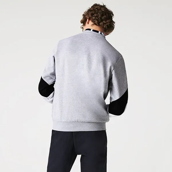 Bộ Quần Áo Nỉ Nam Lacoste Colorblock Sleeved Fleece Màu Ghi Trắng Size 3