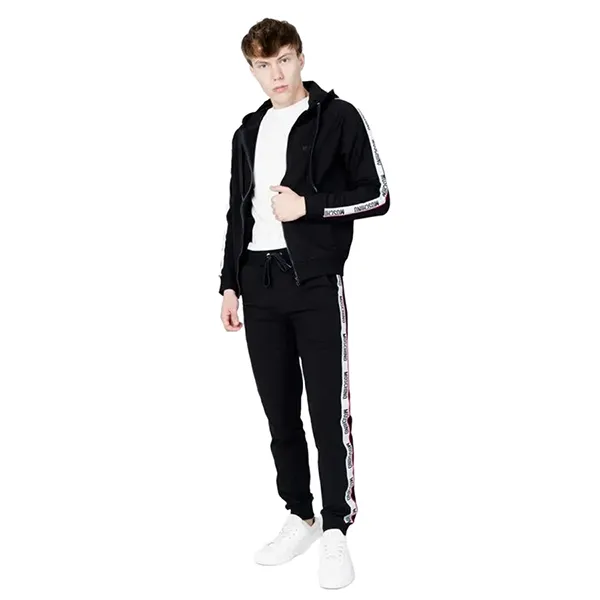 Bộ Quần Áo Nỉ Nam Moschino Felpa Bands Brushed Full Zip Màu Đen Size S