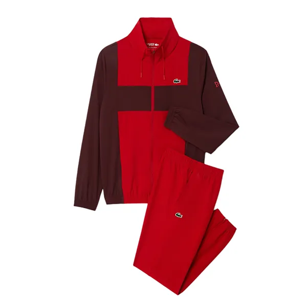 Bộ Quần Áo Pickleball/Tennis Nam Lacoste Men's Tennis x Novak Djokovic Sweatsuit Màu Đỏ Size 3