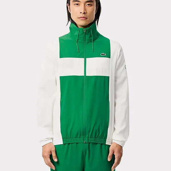 Bộ Quần Áo Pickleball/Tennis Nam Lacoste Sport x Novak Djokovic White Green Tracksuit Màu Xanh Trắng Size 3