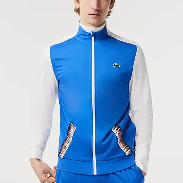 Bộ Thể Thao Nam Lacoste Tennis Full Zip Sweatshirt Sky Blue White Màu Xanh Trắng Size 3