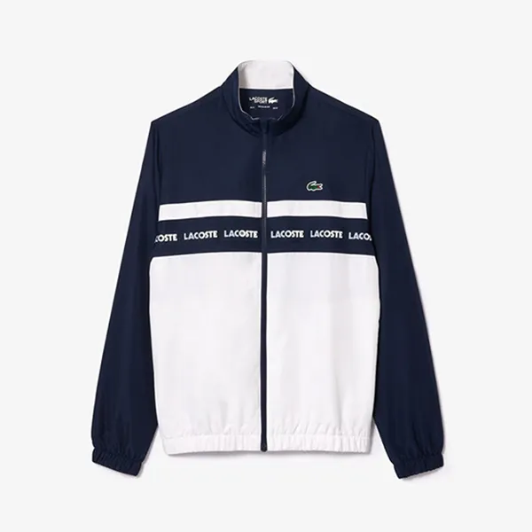 Bộ Thể Thao Nam Lacoste Tracksuit Logo Stripe Tennis Màu Xanh Trắng Size 2