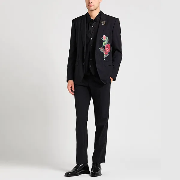 Bộ Vest Nam Dolce & Gabbana D&G With Patch Suit Hoa Hồng Màu Đen Size 44