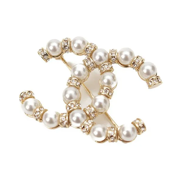 Cài Áo Nữ Chanel Pearl Brooch Màu Vàng