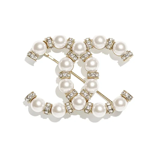 Cài Áo Nữ Chanel Pearl Brooch Màu Vàng