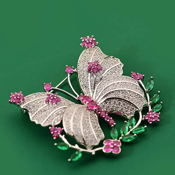 Cài Áo Nữ Meri Charming Butterfly BR925 Màu Hồng Bạc