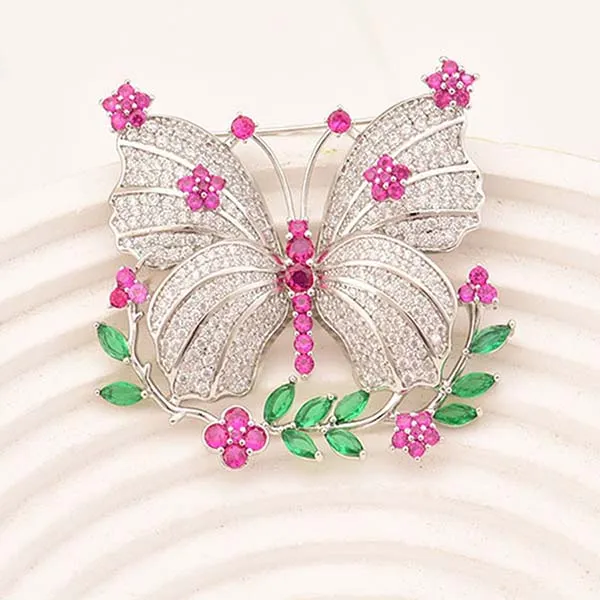 Cài Áo Nữ Meri Charming Butterfly BR925 Màu Hồng Bạc