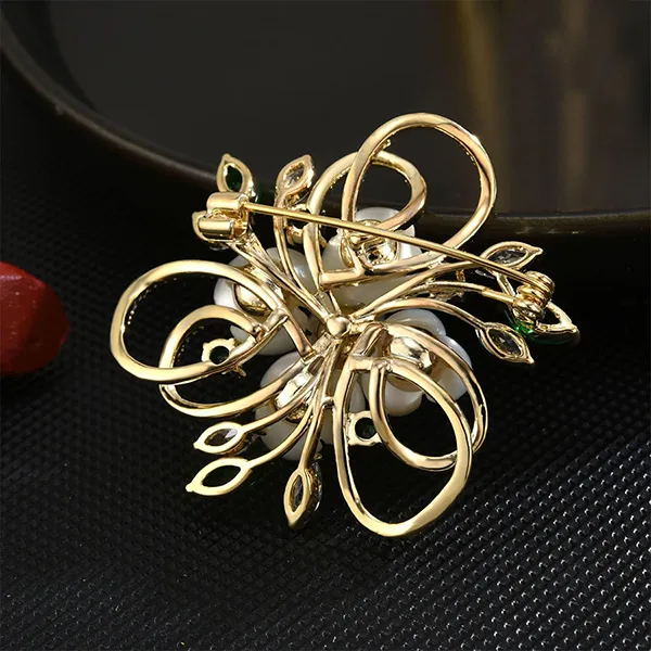 Cài Áo Nữ Meri Pearl Bouquet BR903 Màu Vàng/Trắng