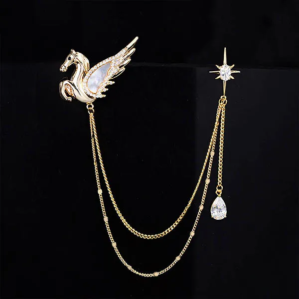 Cài Áo Nữ Meri Unicorn Star BR922 Màu Vàng