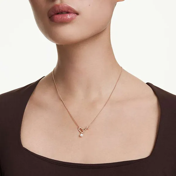 Dây Chuyền Nữ Swarovski Constella Pendant Crystal Pearl Round Cut White Rose Gold-Tone Plated 5728589 Màu Vàng Hồng