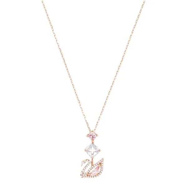 Dây Chuyền Swarovski Dazzling Swan Y Necklace Multi Colored Rose Gold Tone Plated 5473024 Màu Vàng Hồng