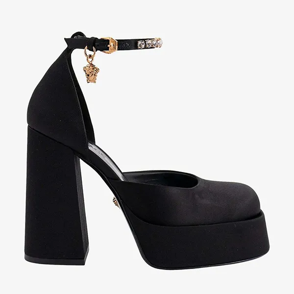 Dép Cao Gót Nữ Versace Medusa Aevitas Black Màu Đen Size 37
