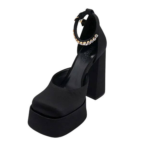 Dép Cao Gót Nữ Versace Medusa Aevitas Black Màu Đen Size 37