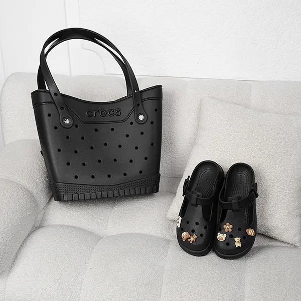 Dép Nữ Crocs Sandal Women Classic Mary Jane Clog Sweet Chocolate Bear Black Màu Đen Size 38-39