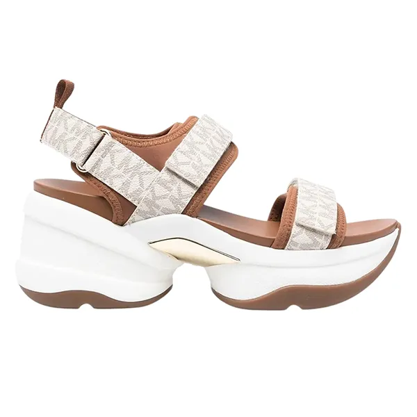 Dép Sandal Nữ Michael Kors Maverick Sandal MK Sig Semi Lux 43S2MVFA3B - Vanila Màu Trắng Ngà Size 36