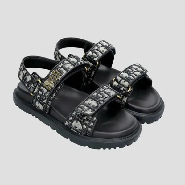 Dép Sandal Nữ Dior Logo Dioract Deep Blue KCO170OLF10B355 Màu Đen Xanh Size 35.5