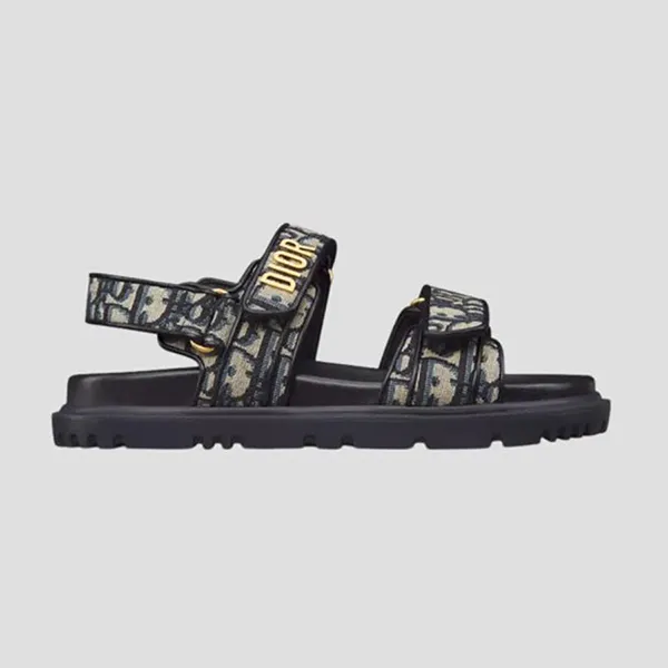 Dép Sandal Nữ Dior Logo Dioract Deep Blue KCO170OLF10B355 Màu Đen Xanh Size 35.5