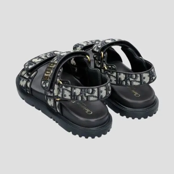 Dép Sandal Nữ Dior Logo Dioract Deep Blue KCO170OLF10B355 Màu Đen Xanh Size 35.5