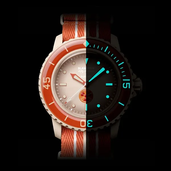 Đồng Hồ Blancpain x Swatch Arctic Ocean SO35N100 Màu Cam