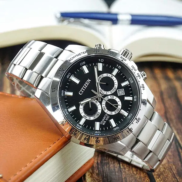 Đồng Hồ Nam Citizen Chronograph AN8230-59E 44mm Màu Bạc Đen