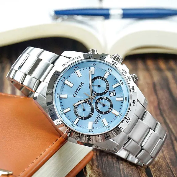 Đồng Hồ Nam Citizen Chronograph AN8230-59L 44mm Màu Bạc Xanh