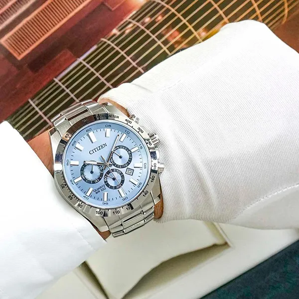 Đồng Hồ Nam Citizen Chronograph AN8230-59L 44mm Màu Bạc Xanh