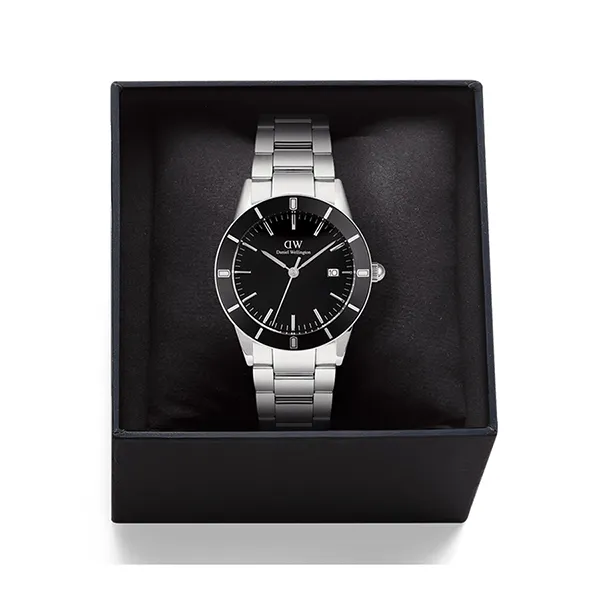 Đồng Hồ Nam Daniel Wellington 3-Link DW00100822 Iconic Paradigma Màu Bạc Đen