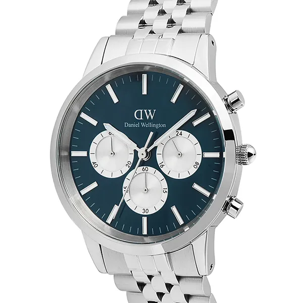 Đồng Hồ Nam Daniel Wellington Iconic Chronograph Arch 5-Link Arctic Panda DW00100874 Màu Bạc/Xanh