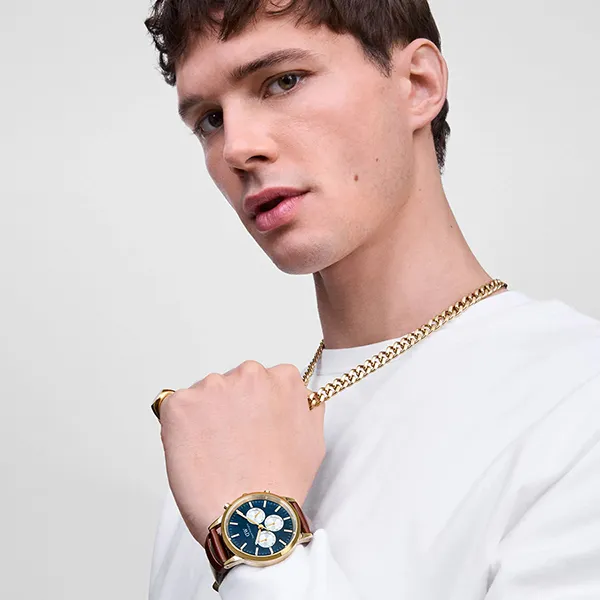Đồng Hồ Nam Daniel Wellington Iconic Chronograph St Mawes Arctic Panda DW00100875 Màu Nâu/Xanh