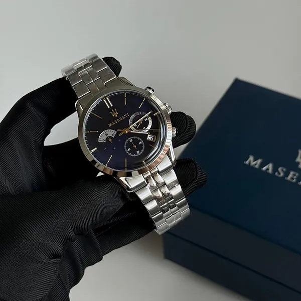 Đồng Hồ Nam Maserati Ricordo R8873633001 Watch - Blue Dial and Silver Steel Strap Màu Xanh Bạc