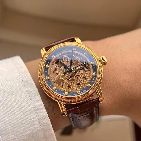 Đồng Hồ Nam Ogival Chuột Vàng Kim Tiền OG358 Màu Vàng Nâu