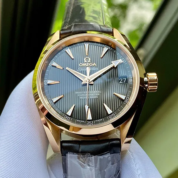 Đồng Hồ Nam Omega Seamaster Aqua Terra 18K Rose Gold 23153392106003 Màu Đen/ Vàng Hồng