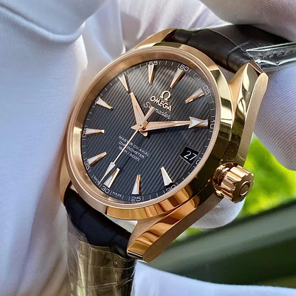 Đồng Hồ Nam Omega Seamaster Aqua Terra 18K Rose Gold 23153392106003 Màu Đen/ Vàng Hồng