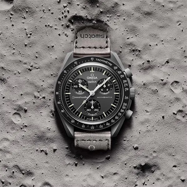Đồng Hồ Nam Omega x Swatch Bioceramic Moonswatch Mission to Mercury SO33A100 Màu Đen Xám