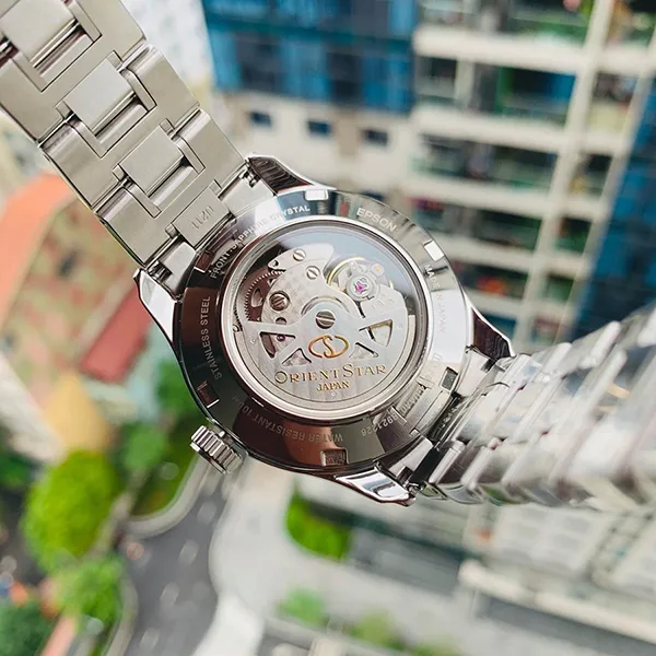 Đồng Hồ Nam Orient Star Open Heart Green RE-AT0002E00B Màu Bạc Xanh