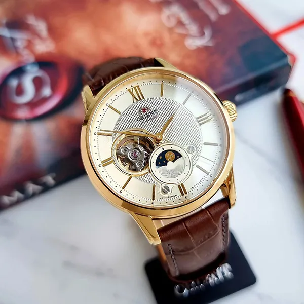 Đồng Hồ Nam Orient Sun And Moon Gen 4 2021 RA-AS0010S10B Watch Màu Nâu Trắng
